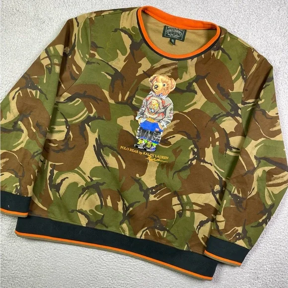 トップス POLO COUNTRY POLO BEAR CAMO SWEATSHIRT Polo Ralph Lauren Men's Double-Knit Camo Bear Sweatshirt - Macy's